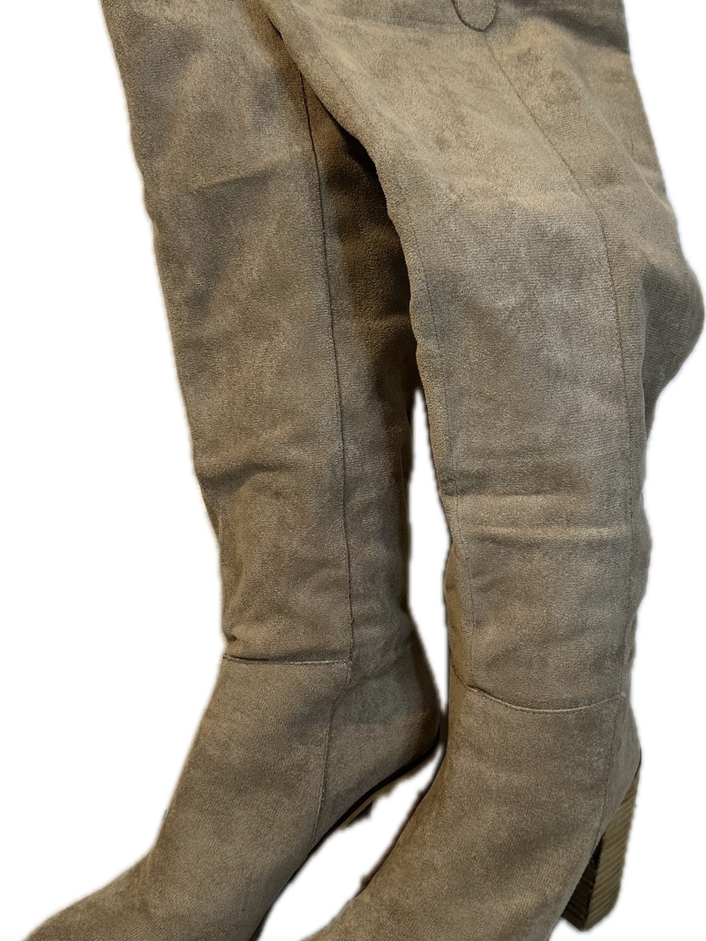 Mi.iM Women's Tall Suede Block Heel Boots - Taupe